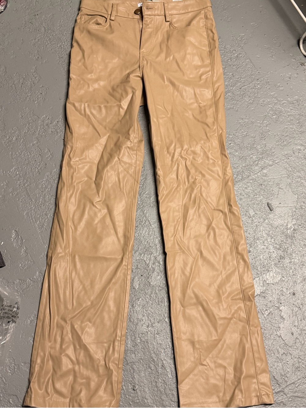 Zara Tan Faux Leather Flared Pants